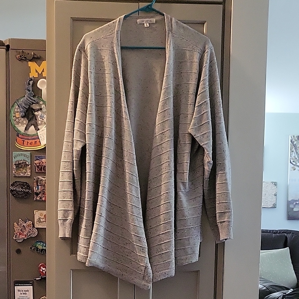 Plus Light Gray Speckled Open Cardigan